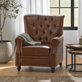 Relaxfauteuil met achteroverduwmechanisme, voetensteun, knopenrug en spijkerkopafwerking