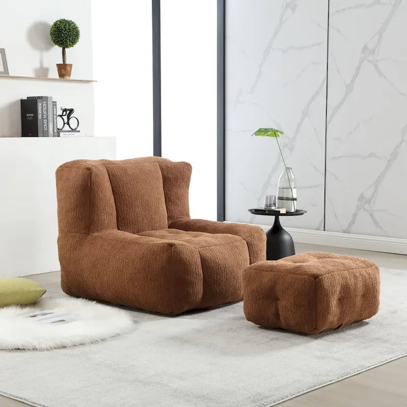 Super soft lazy sofa chair with memory foam and ottoman