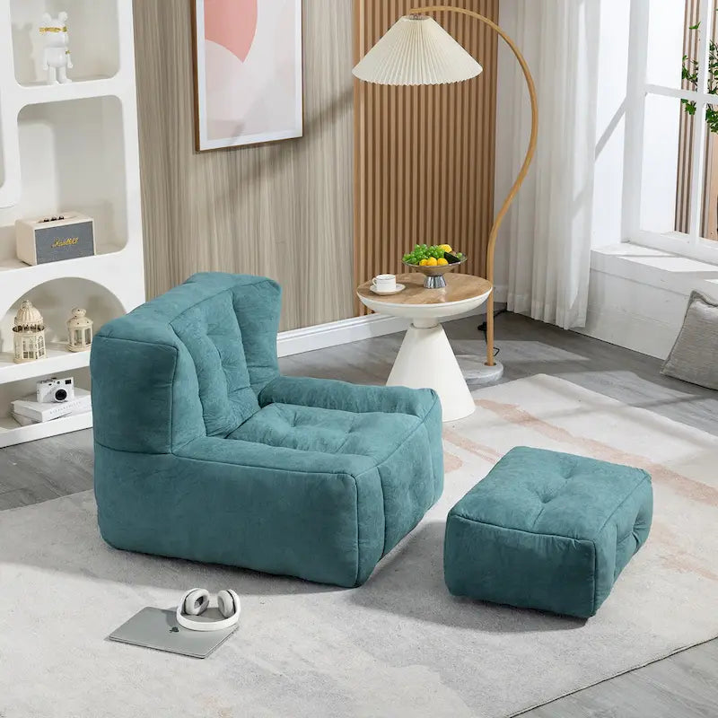 Super soft lazy sofa chair with memory foam and ottoman