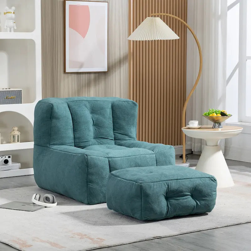 Super soft lazy sofa chair with memory foam and ottoman