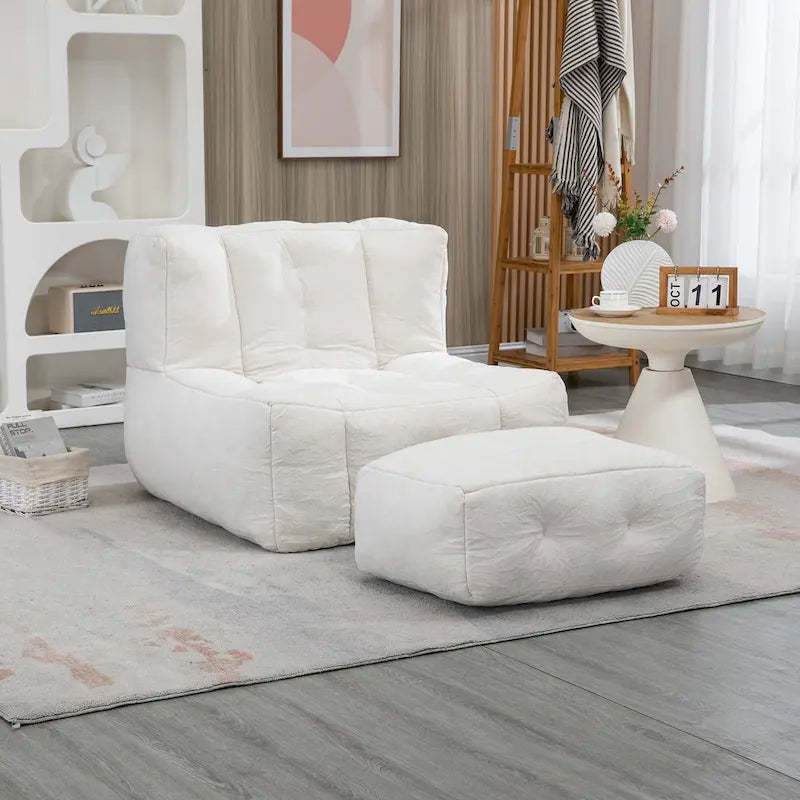 Super soft lazy sofa chair with memory foam and ottoman