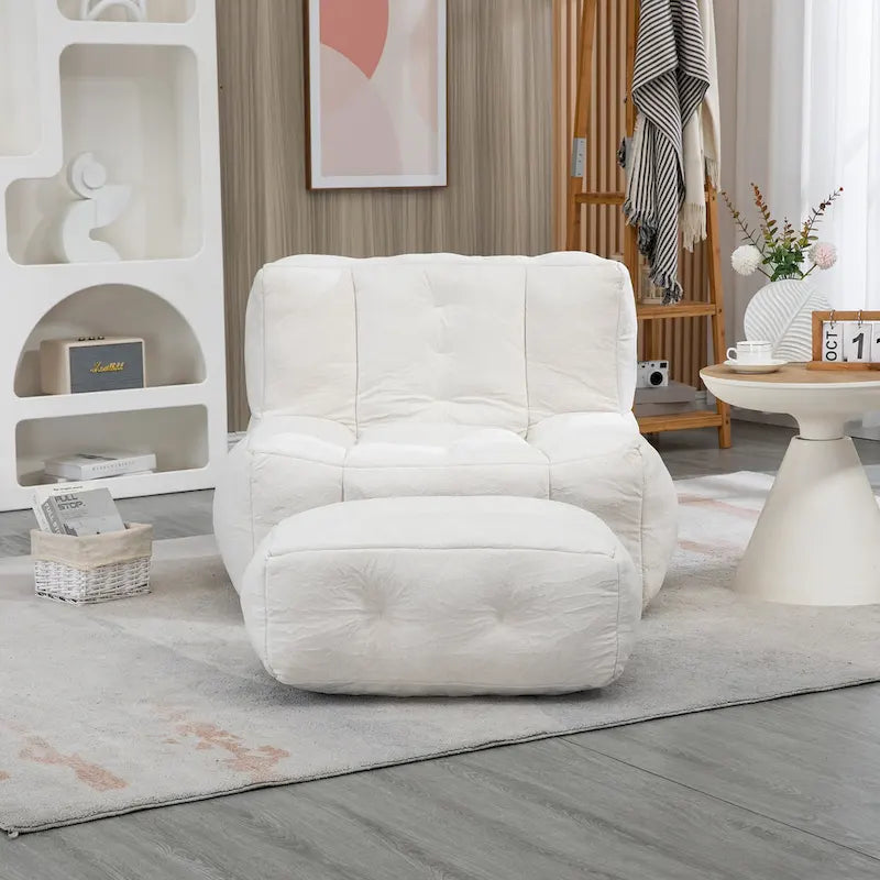 Super soft lazy sofa chair with memory foam and ottoman