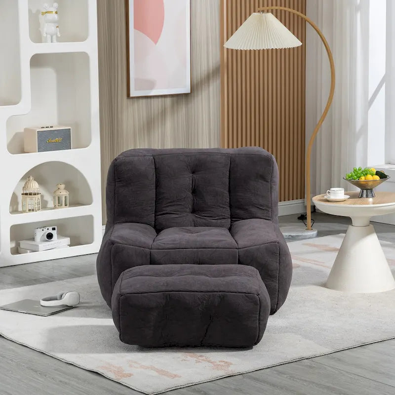 Super soft lazy sofa chair with memory foam and ottoman