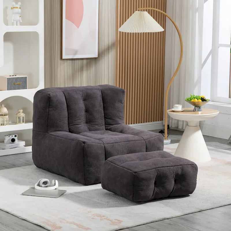 Super soft lazy sofa chair with memory foam and ottoman