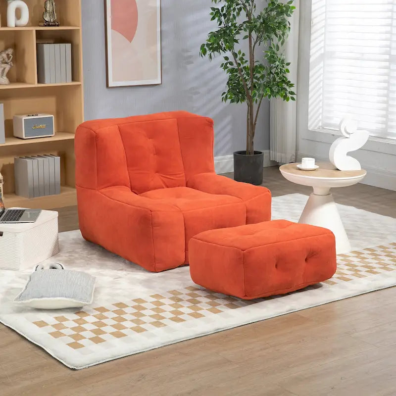 Super soft lazy sofa chair with memory foam and ottoman
