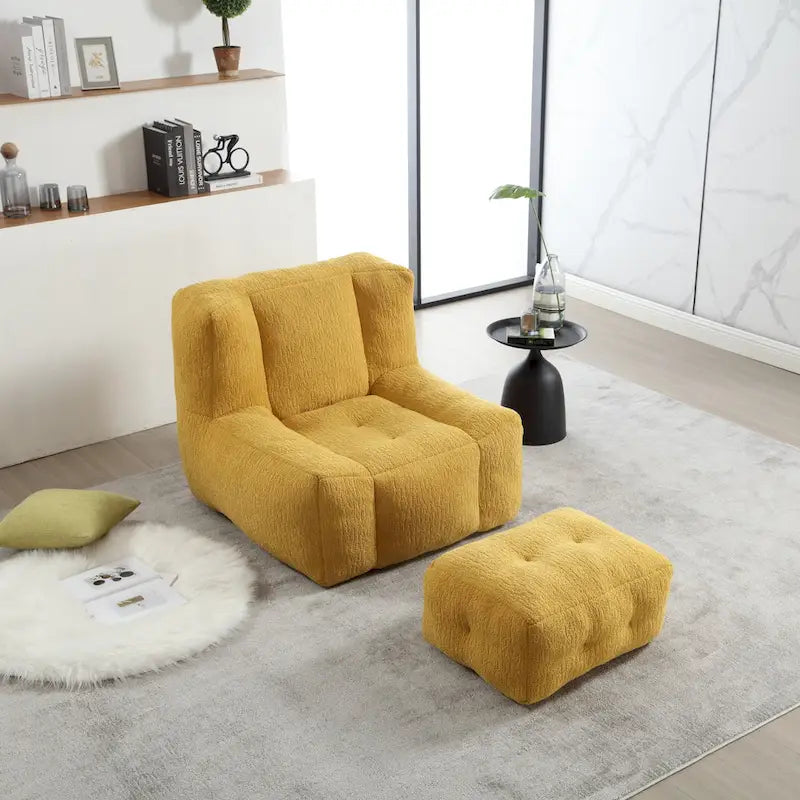 Super soft lazy sofa chair with memory foam and ottoman