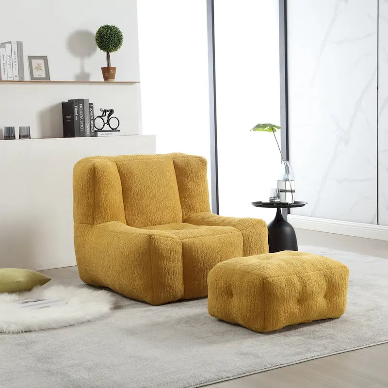 Super soft lazy sofa chair with memory foam and ottoman