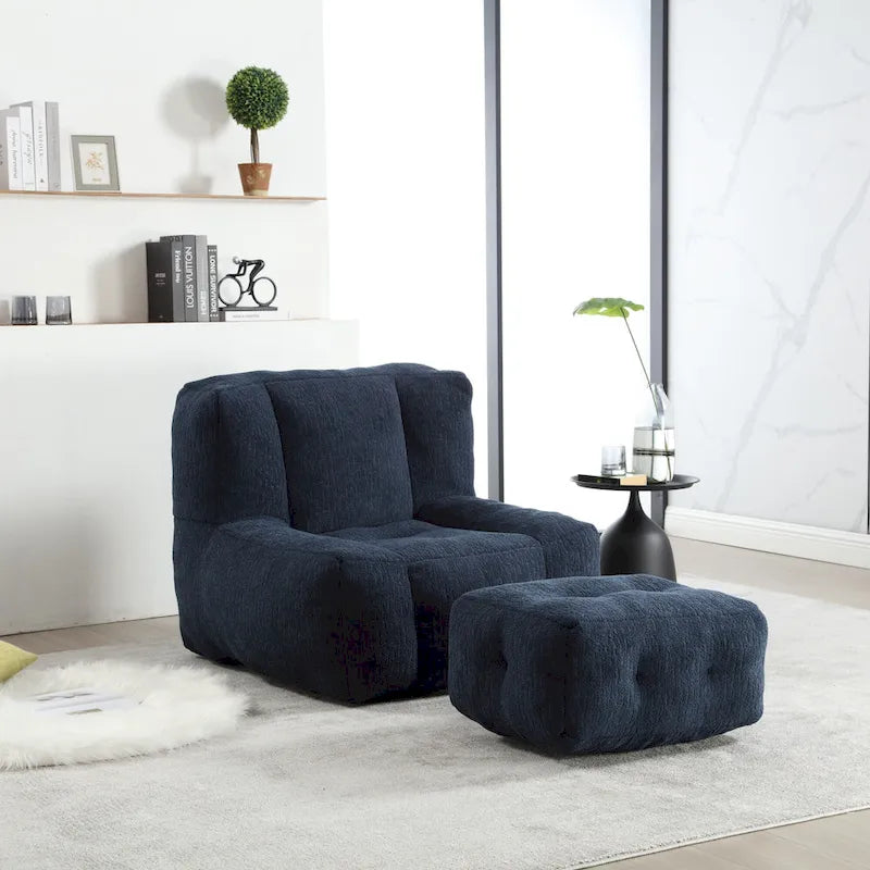 Super soft lazy sofa chair with memory foam and ottoman