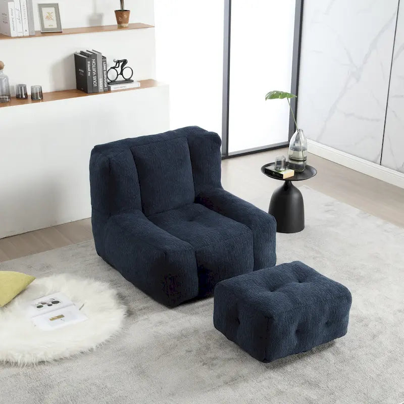 Super soft lazy sofa chair with memory foam and ottoman