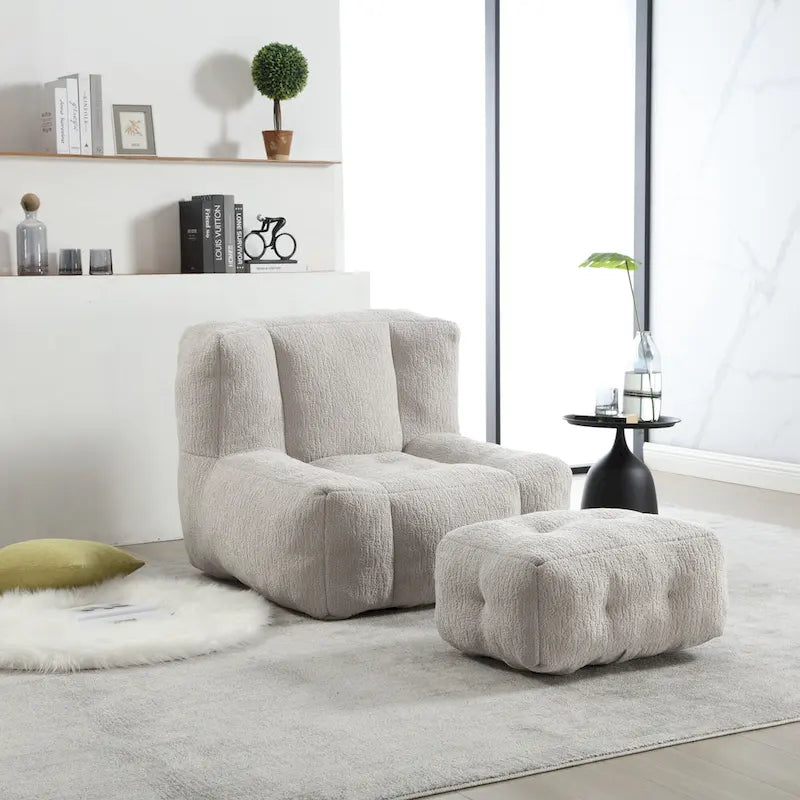 Super soft lazy sofa chair with memory foam and ottoman