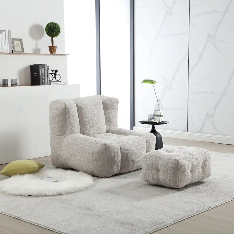 Super soft lazy sofa chair with memory foam and ottoman