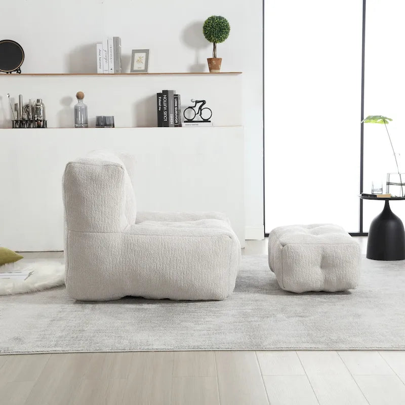 Super soft lazy sofa chair with memory foam and ottoman