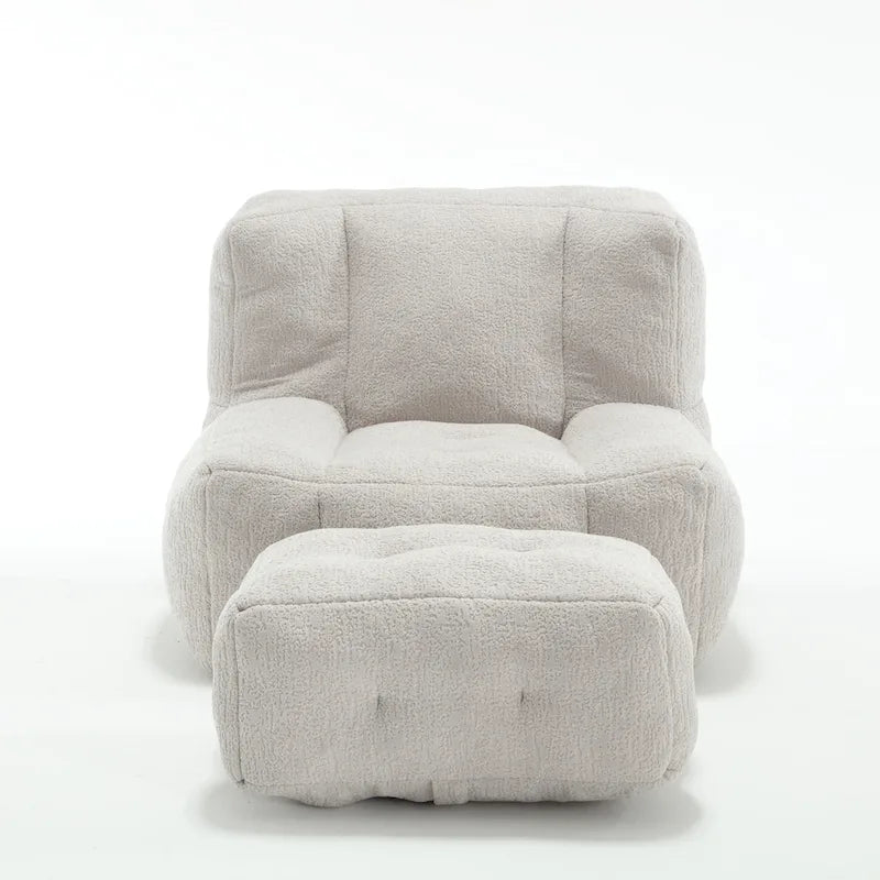Super soft lazy sofa chair with memory foam and ottoman