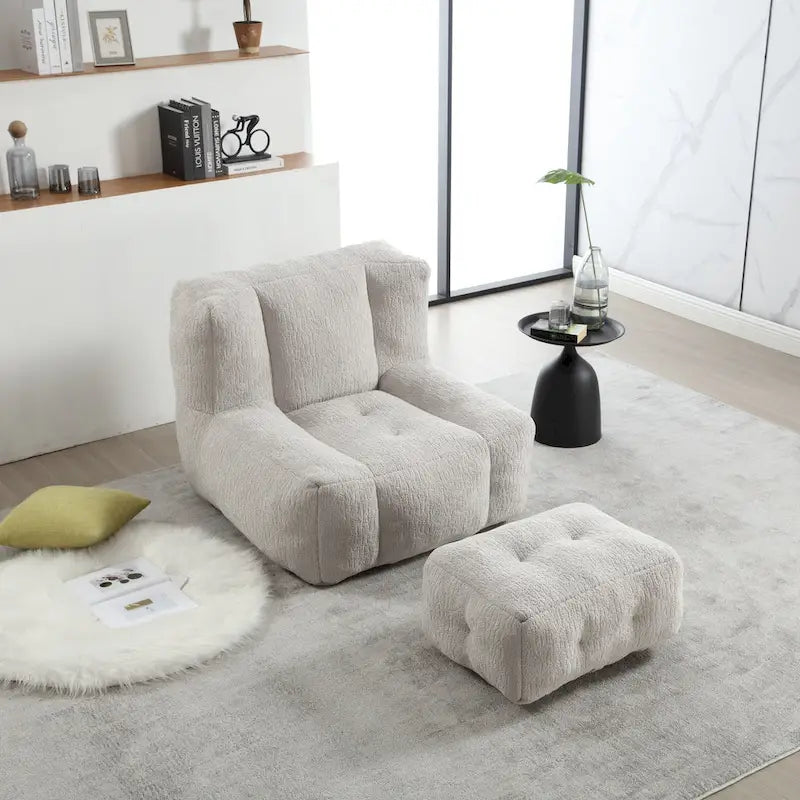 Super soft lazy sofa chair with memory foam and ottoman
