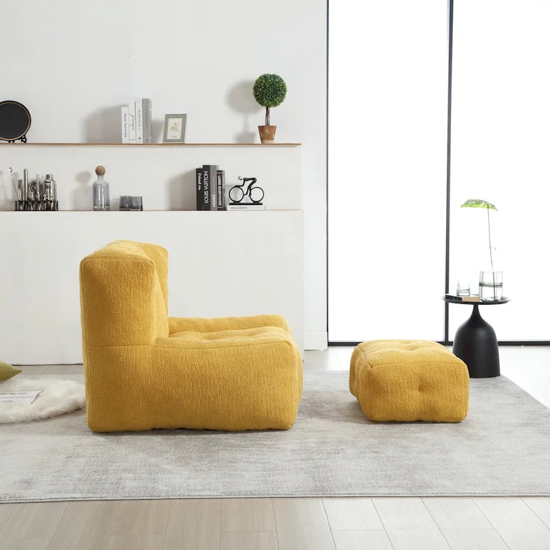 Super soft lazy sofa chair with memory foam and ottoman