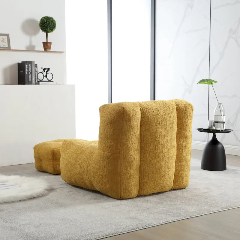 Super soft lazy sofa chair with memory foam and ottoman