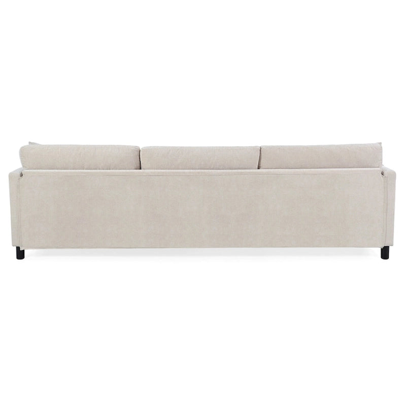 Canapé beige 4 places de 107.87" avec pouf mobile, coussins amovibles et rangement dans les accoudoirs