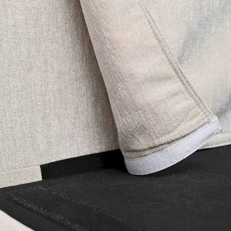 Canapé beige 4 places de 107.87" avec pouf mobile, coussins amovibles et rangement dans les accoudoirs