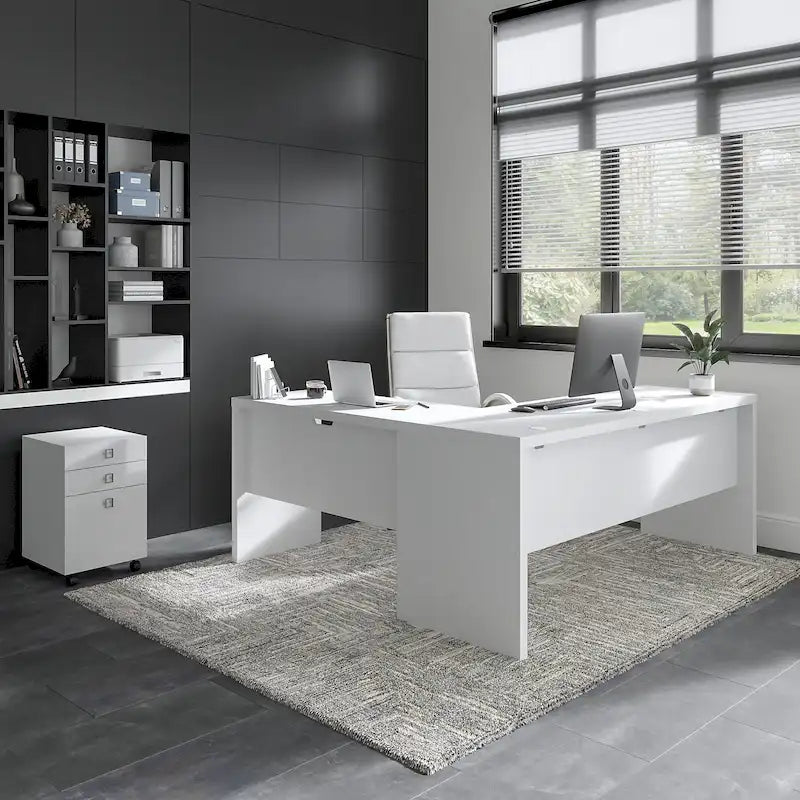 72W L Shaped Computer Desk with Drawers