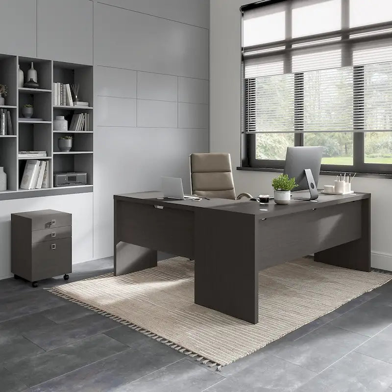 72W L Shaped Computer Desk with Drawers