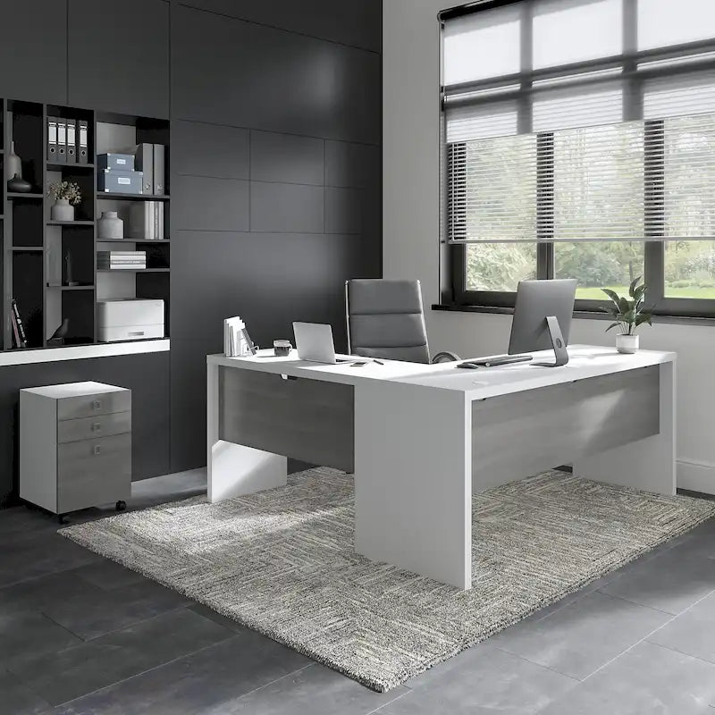 72W L Shaped Computer Desk with Drawers