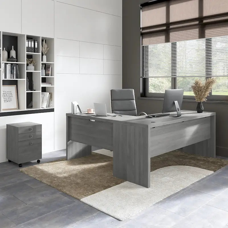 72W L Shaped Computer Desk with Drawers