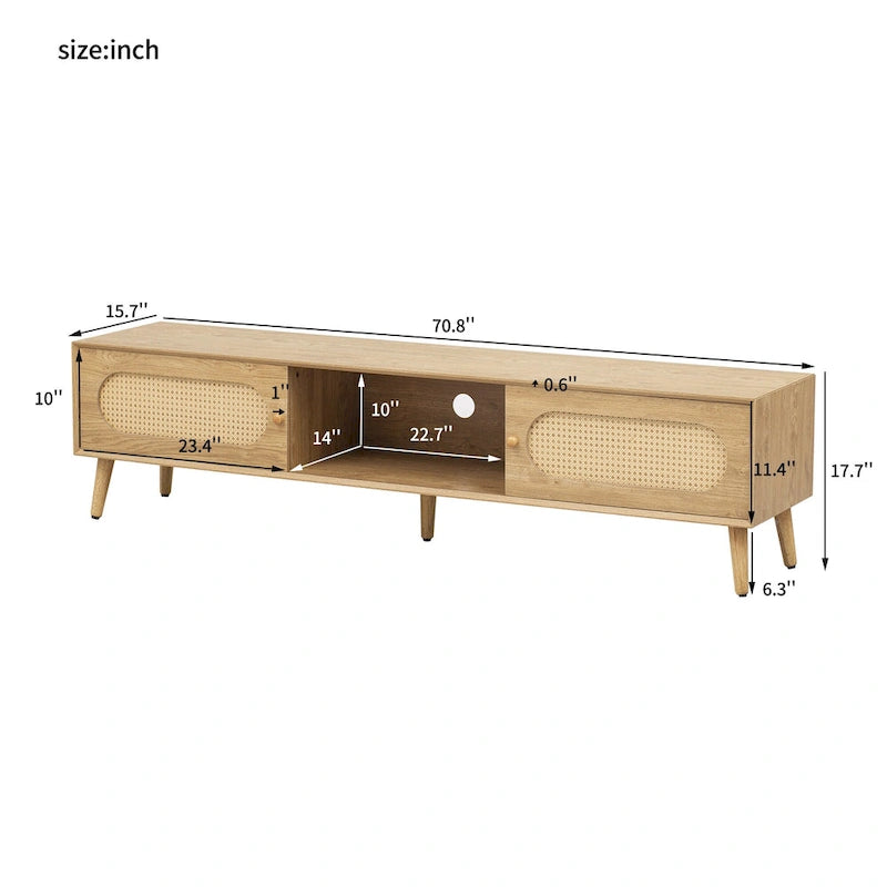 TV Stand for TVs up to 80 , Modern Farmhouse Media Console, Entertainment Center with Solid Wood Legs