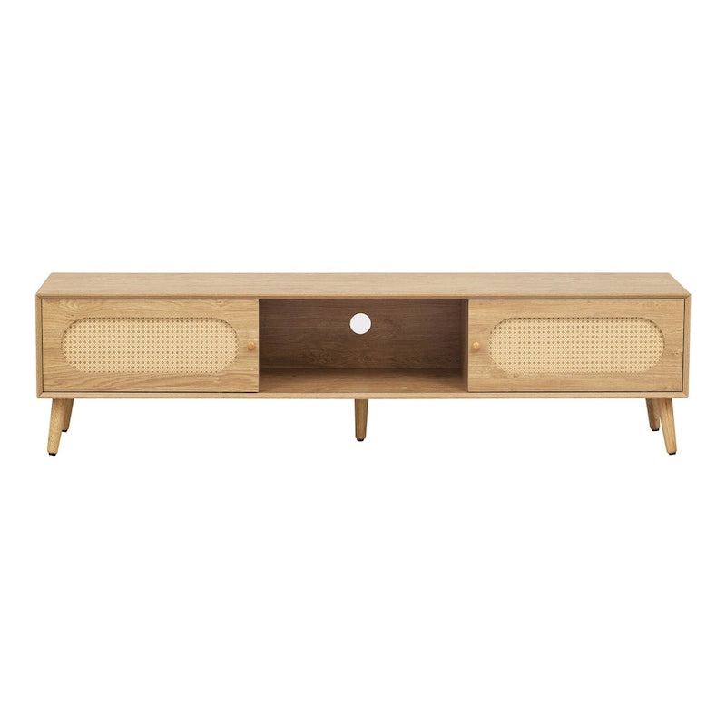 TV Stand for TVs up to 80 , Modern Farmhouse Media Console, Entertainment Center with Solid Wood Legs