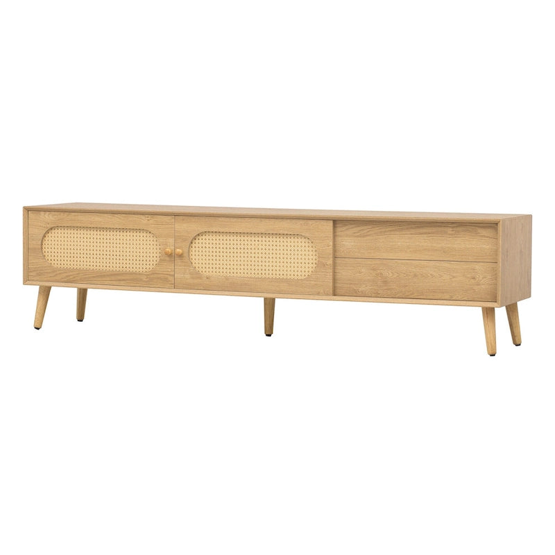 TV Stand for TVs up to 80 , Modern Farmhouse Media Console, Entertainment Center with Solid Wood Legs
