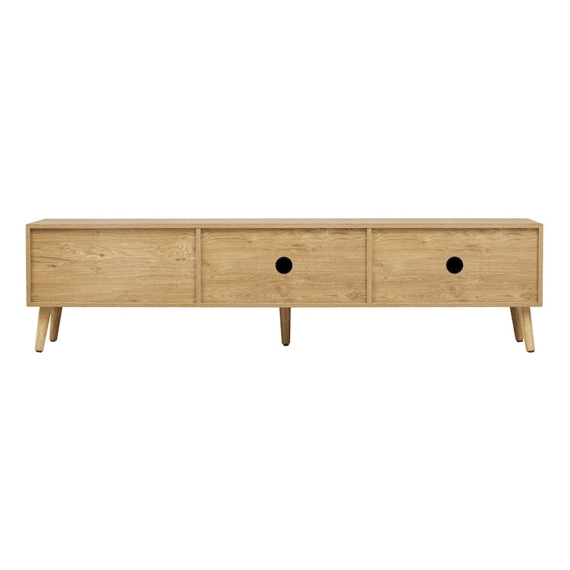 TV Stand for TVs up to 80 , Modern Farmhouse Media Console, Entertainment Center with Solid Wood Legs