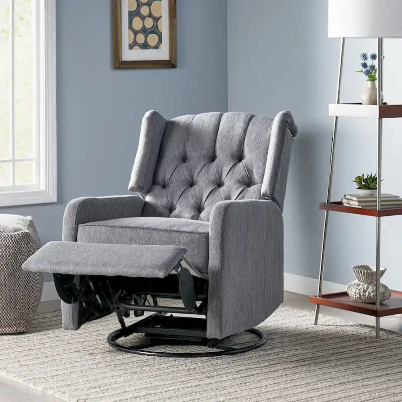 Manual Recliner Chair with 360-Degree Swivel, Relaxing Lounge Chair for Living Room