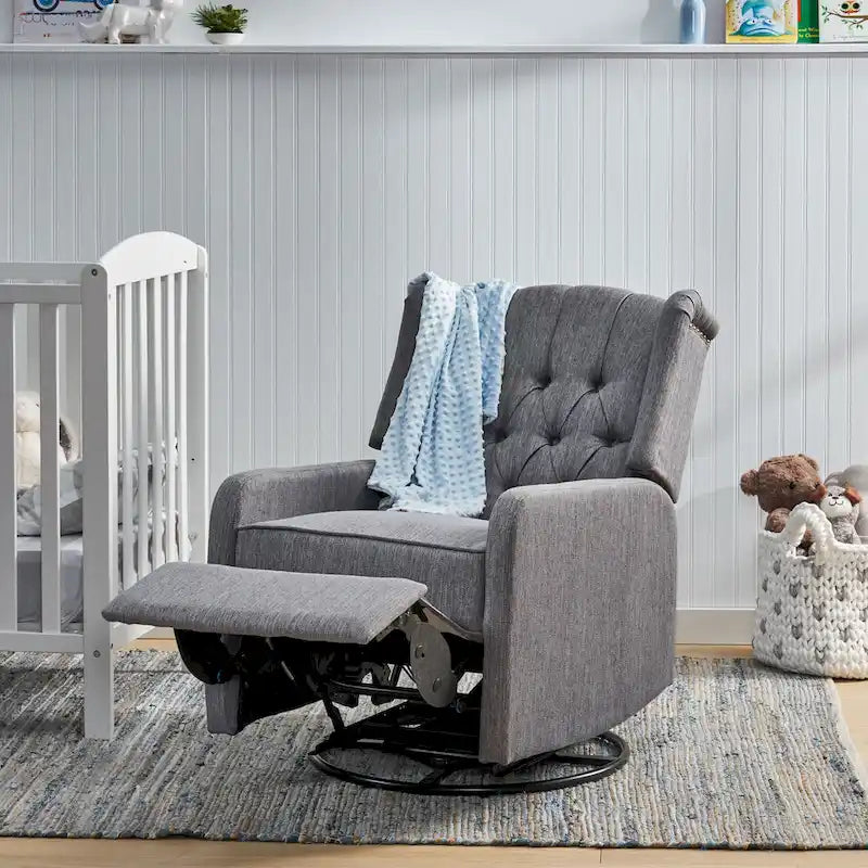 Manual Recliner Chair with 360-Degree Swivel, Relaxing Lounge Chair for Living Room