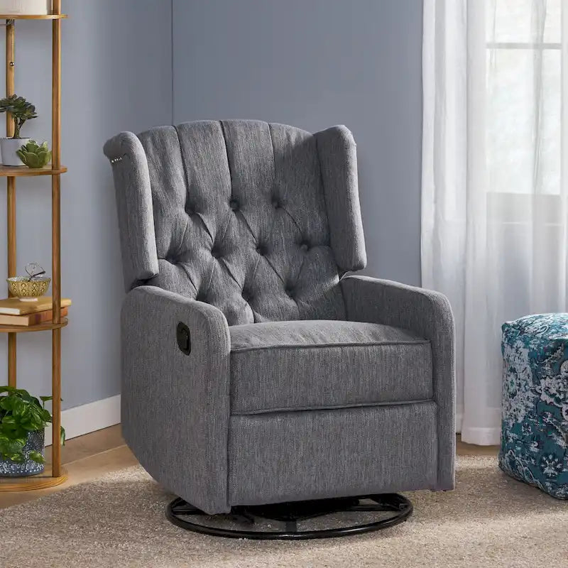 Manual Recliner Chair with 360-Degree Swivel, Relaxing Lounge Chair for Living Room
