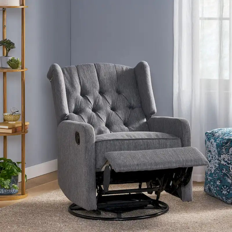 Manual Recliner Chair with 360-Degree Swivel, Relaxing Lounge Chair for Living Room