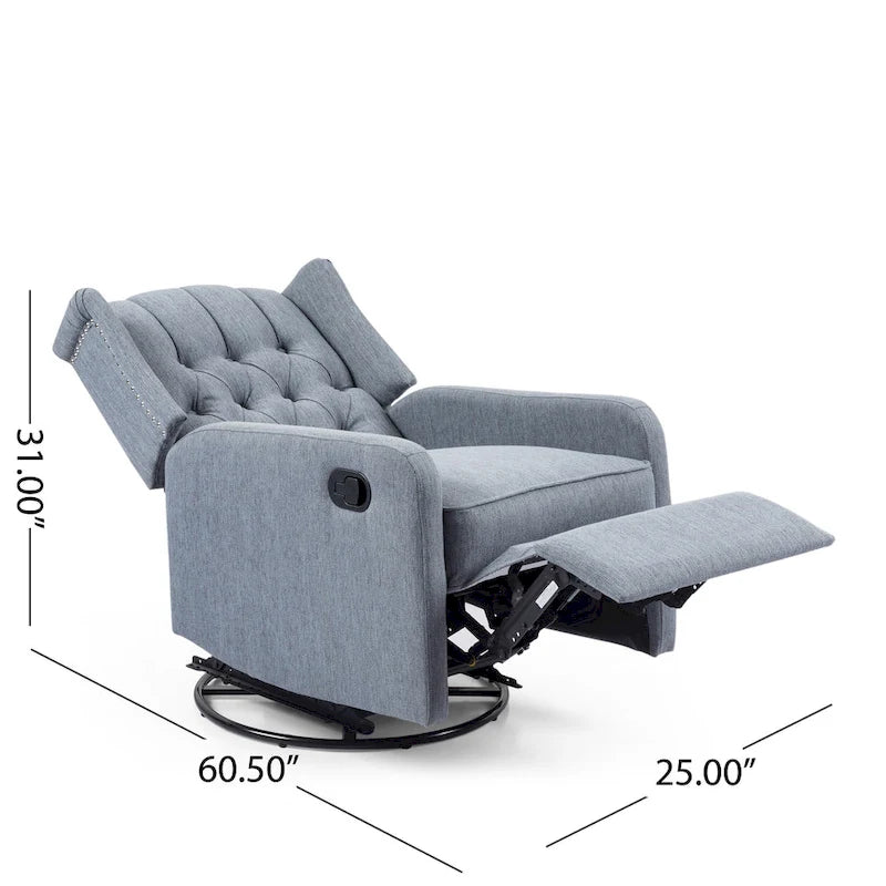 Manual Recliner Chair with 360-Degree Swivel, Relaxing Lounge Chair for Living Room