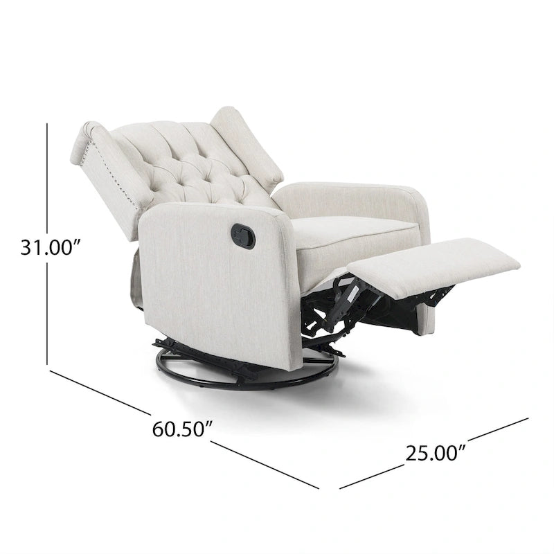 Manual Recliner Chair with 360-Degree Swivel, Relaxing Lounge Chair for Living Room