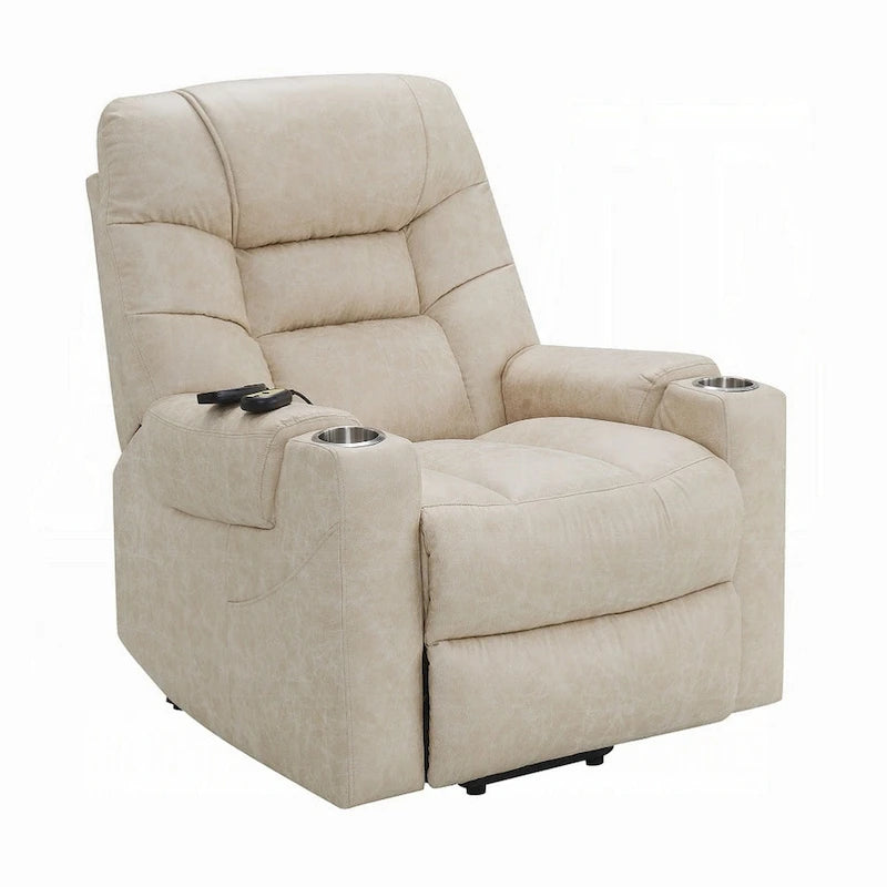 Power Recliner Lift Chair with Heating Massage, Gray Faux Leather