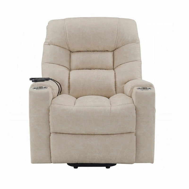 Power Recliner Lift Chair with Heating Massage, Gray Faux Leather