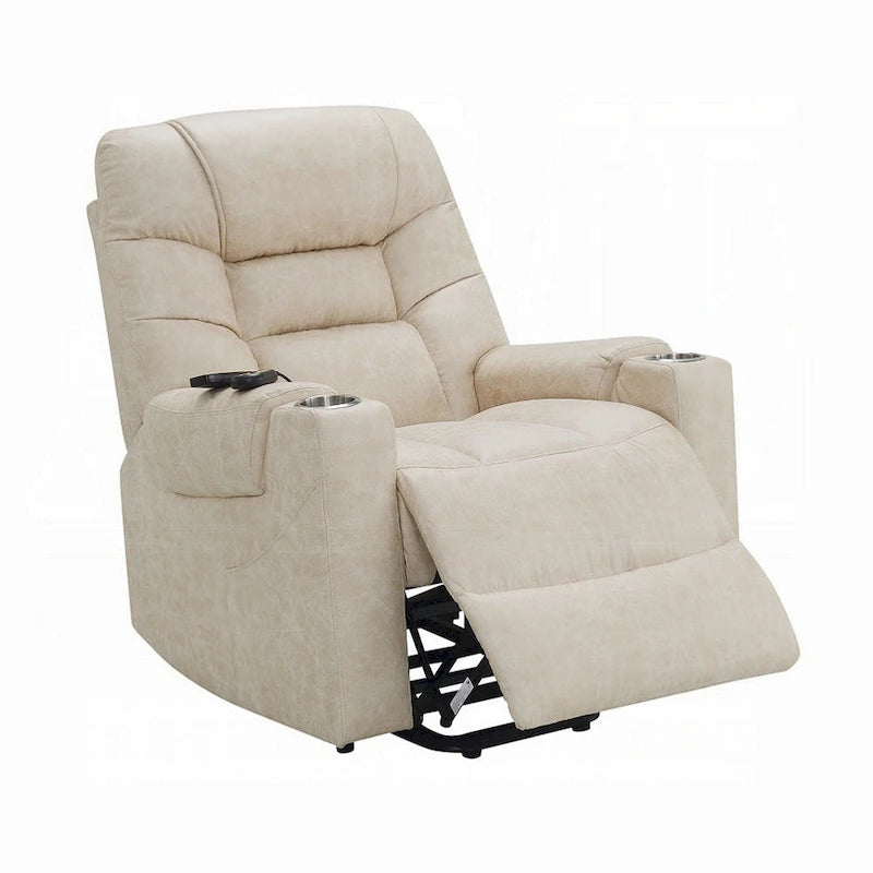 Power Recliner Lift Chair with Heating Massage, Gray Faux Leather