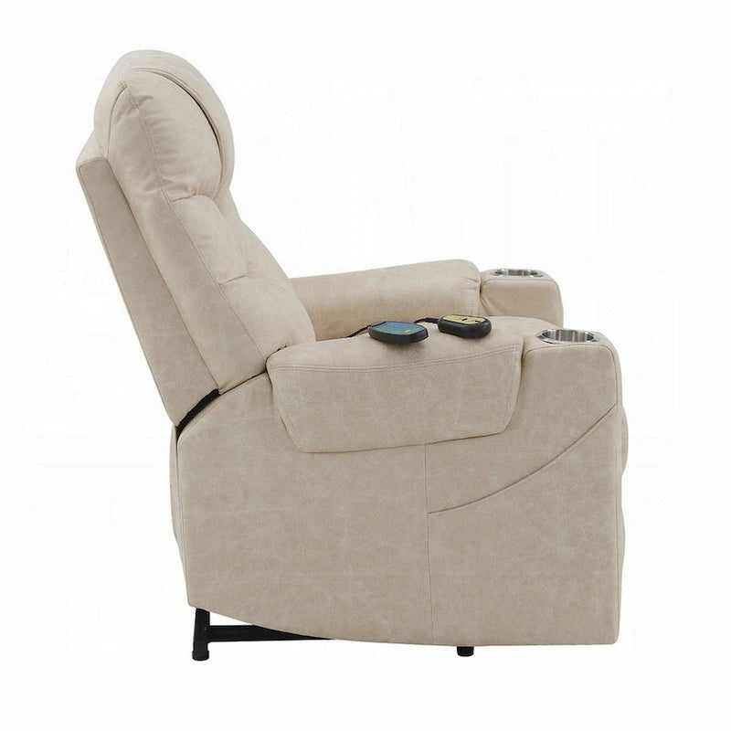 Power Recliner Lift Chair with Heating Massage, Gray Faux Leather