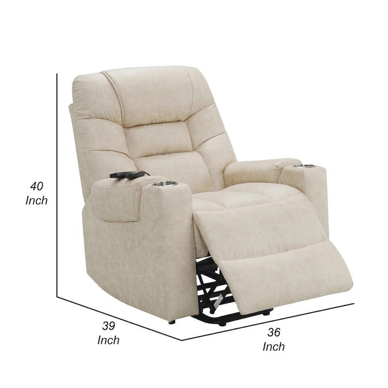 Power Recliner Lift Chair with Heating Massage, Gray Faux Leather