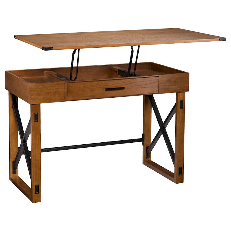 Distressed Pine Adjustable Height Desk