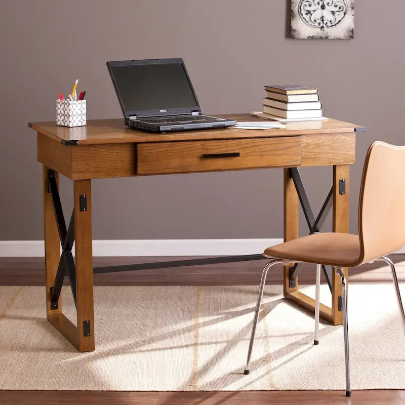 Distressed Pine Adjustable Height Desk
