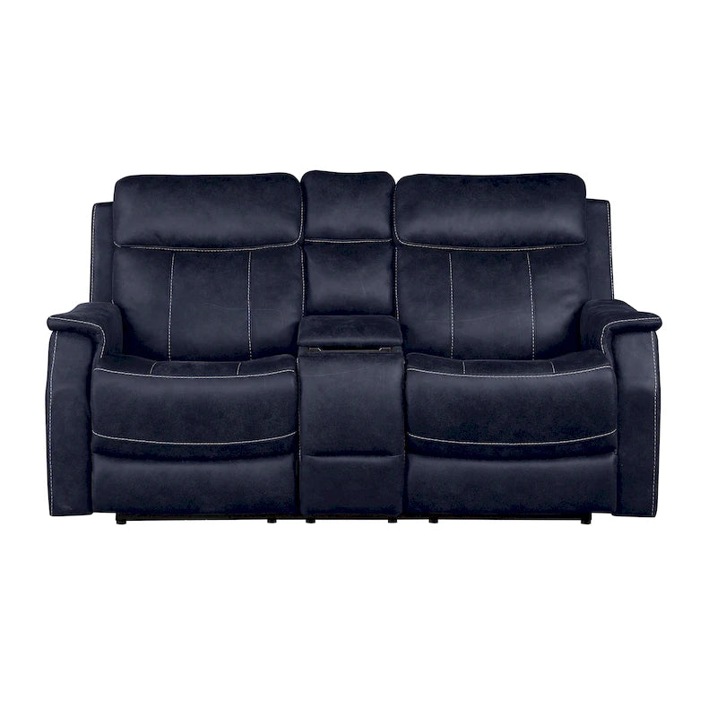 Elektrisch verstelbare relax-loveseat van kunstleer met console