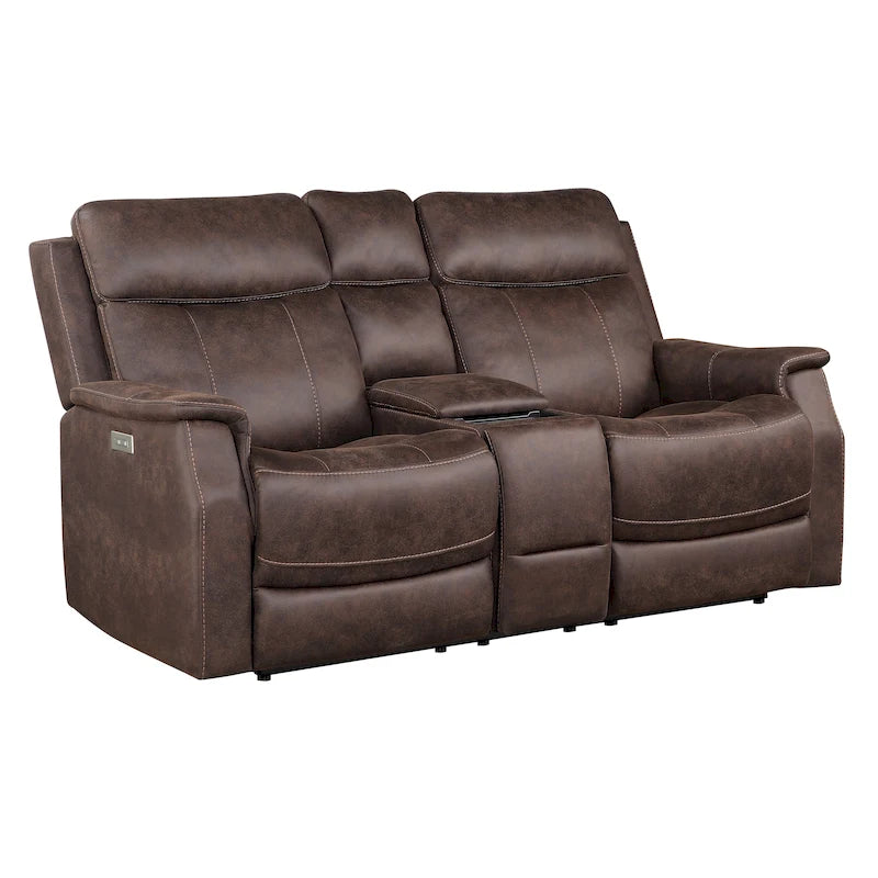 Elektrisch verstelbare relax-loveseat van kunstleer met console