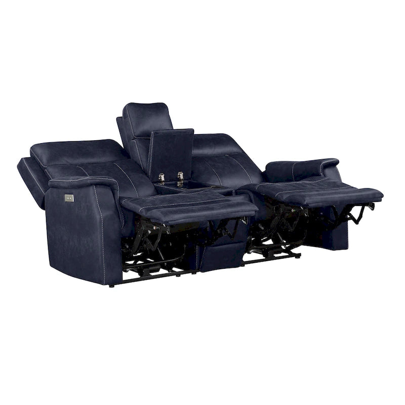 Elektrisch verstelbare relax-loveseat van kunstleer met console