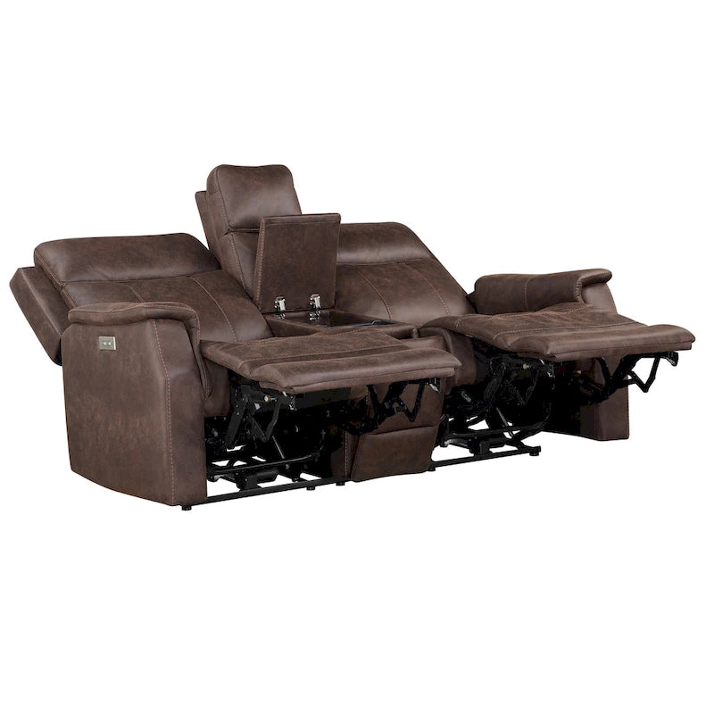 Elektrisch verstelbare relax-loveseat van kunstleer met console