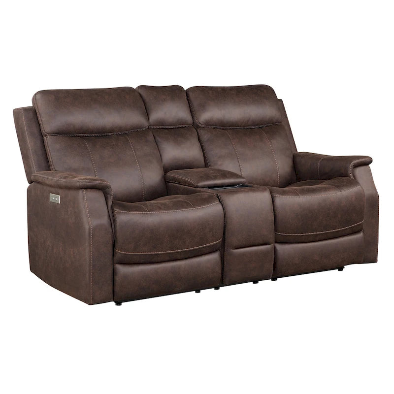 Elektrisch verstelbare relax-loveseat van kunstleer met console