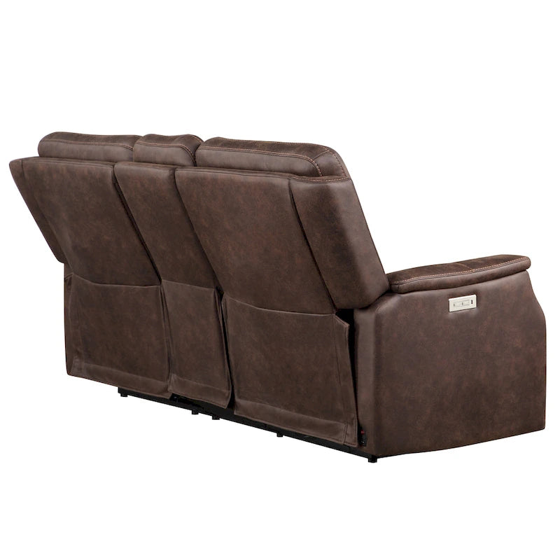 Elektrisch verstelbare relax-loveseat van kunstleer met console