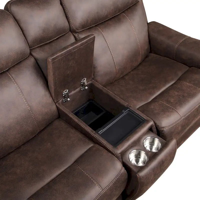 Elektrisch verstelbare relax-loveseat van kunstleer met console